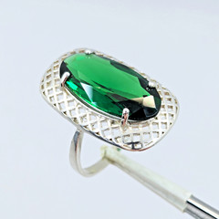 Vintage Luxury RING Silver 925 with Chic Big Bright Stone -size: 9US (19mm)| #53