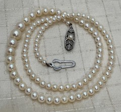 Vintage Mikimoto Pearl Necklace Silver Clasp 16″ Made in Japan