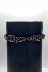 Vintage Sterling Silver 925 Garnet Cabochon Toggle Link Bracelet 8″ 26.6g