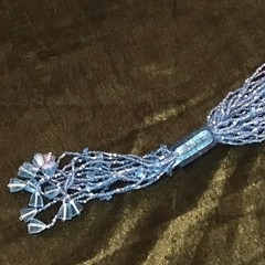 Vintage MultiStrand Blue Seed Bead Necklace 21 In Lariat Style