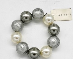 Miriam Haskell Lucite fashion necklace and stretch bracelet, faux mercury glass