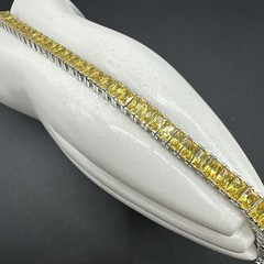 Vintage Ross Simons Silver 925 Canary Yellow Baguette Cut CZ Bracelet 7.5″ long
