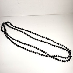Vintage BLACK Faceted BEAD NECKLACE 72″ Flapper Acrylic SHIMMERING Versatile