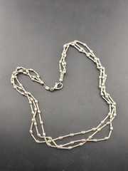 Vintage Goldenrose Italy 925 Sterling Silver 3 Strand Bead Link Necklace 21g