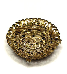 GORGEOUS Vintage FLORAL Brooch w/Aurora Borealis Rhinestones – 2-1/4″ (CD10)