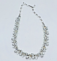 RARE Arthur Pepper ART SIGNED Rhinestone 14.5″ Necklace Enamel W/ Clip Earrings