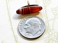 Antique Banded Agate with Gold Filled Charm Watch Fob Drop Button Tiny Size