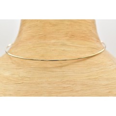 Vintage Choker Necklace Wire Collar Shiny Gold Metal Round Shiny NOS 1980s BinA7