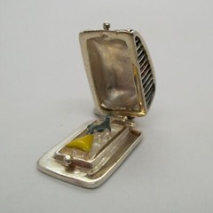 Sterling Silver CHEESE BOX Charm for Bracelet PENDANT Cheese Lover MOUSE Cute!