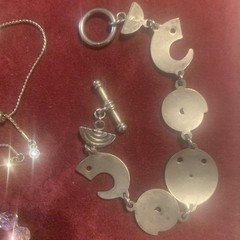 3 Piece Vintage Bracelets Lot Crystal, Silver Made By Best, Gold Tone Lariat