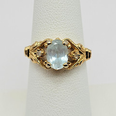 Vintage Gio Lind 14k HGE Blue Topaz and Genuine Diamond Ring – Size 7