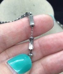 Vintage Silver Tone Costume Long & Unique Necklace-Strung On Chain 26″ G195