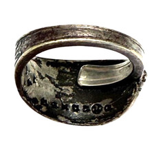 Distressed Metal Ring Wide Band Rustic Patina Unisex Size 6 (Approx)
