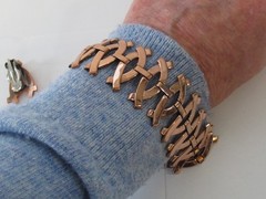 C6 Vtg Renoir Modernist Copper Link Bracelet & Clip Earrings Set Geometric MCM