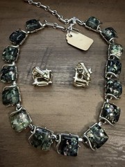Vintage CORO Confetti Thermoset Lucite Necklace Matching Clip Earrings