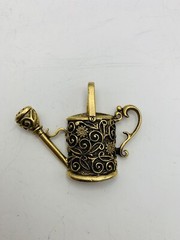 Vintage Adorable Gold Tone Floral Cottagecore Nature Garden Watering Can Pendant