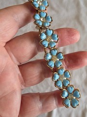 Vintage Gold Tone & Blue Enamel Necklace