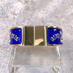 Vintage Hermes Clic Clac Bangle Bracelet Blue Enamel Angel White Horse Size PM