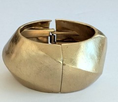 Signed RJG Graziano Large Modernist Metal Hinged Clamp Bracelet