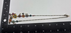 Vintage Cookie Lee Enameled Flower Statement Necklace Colorful Crystal
