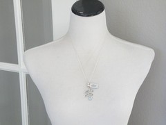 Sterling Silver 925 Natural Heated Blue Topaz Vine Branch Pendant Necklace