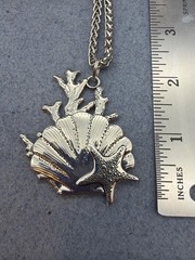Nautical Pendant Necklace Silver Shell Starfish Coral Beach Vacation Travel