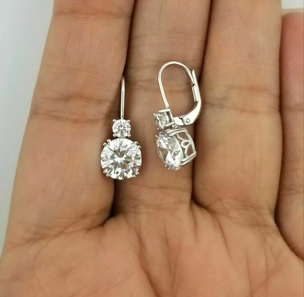 Art Deco Style Round 2.30 CT Lab Created Diamond 14K White Gold FN Drop Earrings