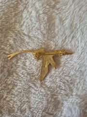 Vintage Signed Bird Brooch Gold Plated Pewter Swallow Figural Pin