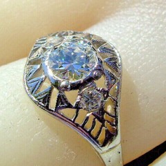 Original EARTH MINED DIAMOND Deco PLATINUM Engagement Ring VINTAGE Solitaire S 5