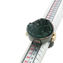 Vintage Green Stone Statement Ring, Raw Crystal Boho Artisan Jewelry, Size 6.75