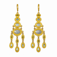 Joan Rivers NOS Vintage Gold Tone Butter Yellow & Smoky Brown Chandelier Earring