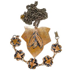 Lot Vintage Jewelry Copper Brass Boho Modernist Brutalist Organic Earthy 11pc