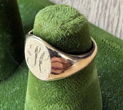 Vintage 10KT Gold Filled Stamped & Engraved Monogram “H” Ring Size 3 VARGAS