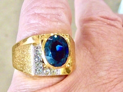 VINTAGE 10K YELLOW GOLD FILLED NEW OLD STOCK 70’S BLUE CLEAR STONE RING SIZE 10