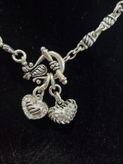Premier Designs Inc Silver Tone Toggle Closure Heart Charm’s Necklace 16″.
