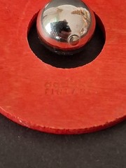 Aarikka Finland necklace with a vibrant red wooden ring pendant
