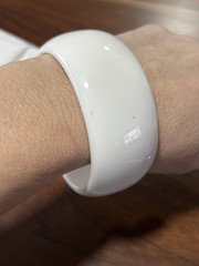 Vintage Lucite Resin Acrylic Bangle Bracelet Barnelli Creations WHITE Wide