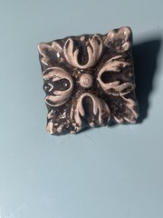 Vintage Ceramic Tile Clip On Earrings Black White Floral Tulip Art Pottery Pair