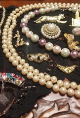 Vintage Jewelry Lot, Pearl Necklaces, Brooches, Slides, Ring, Earrings, 20 Items