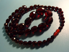 VTG Cherry Amber Faceted Graduated Beads Necklace Tested 28″ Length 56 gms