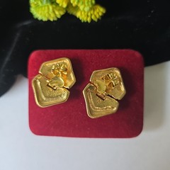 Vintage Swarovski Swan Mark Gold Tone Hinged Pierced Earrings