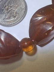 Great Vintage Cognac Natural Baltic Amber Carved Faceted Graduated Necklace