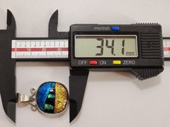 VTG Studio Artist Iridescent Sterling Silver 925 Dichroic Glass Pendant .86″