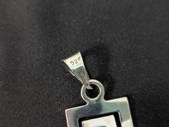 Vintage Mexico Sterling Silver Square Spiral Necklace Pendant Modernist 9.6 g