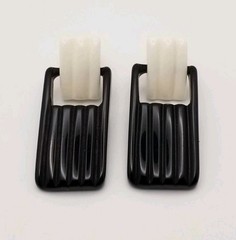 Art Deco Dangle Earrings Vintage Fashion Jewelry Black White Geometric Rectangle