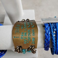 Vtg Lot Of 20 Turquoise Teal Blue Bracelets Cloisonne Metal Beaded Copper Bangle