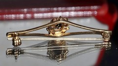 14k yellow gold 0.80ct sapphire, topaz pin brooch heated vintage 3.20gr N3810