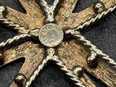 HUGE Vermeil Sterling Silver Cross Pendant And Gold Filled Chain Necklace 28”
