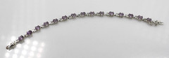 FAS 925 Sterling Silver purple oval cut stones tennis style chain Bracelet 7”