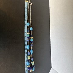 Vintage Chicos Turquoise Color Navy Blue Necklace Ceramic Acrylic Mixed Metal